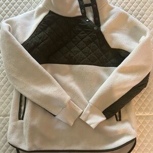 Abercrombie & Fitch White and Olive Cowl Neck Sweater